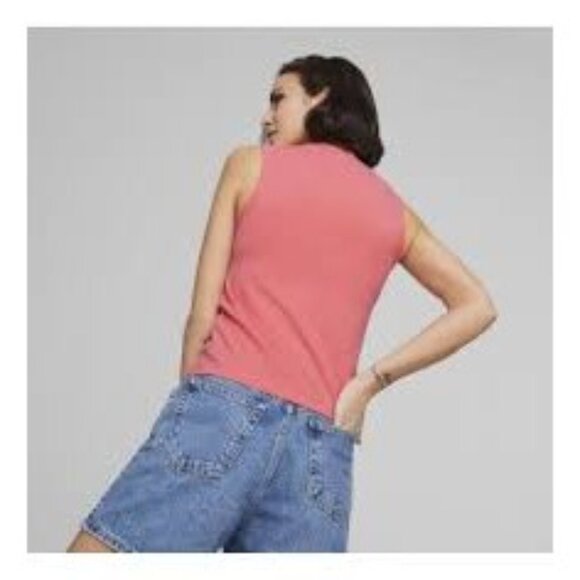 Puma Essentials Slim Logo Tank Top Salmon Women's Large - Picture 2 of 4